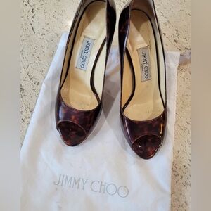 Jimmy Choo Tortoiseshell Peep Toe Heels
